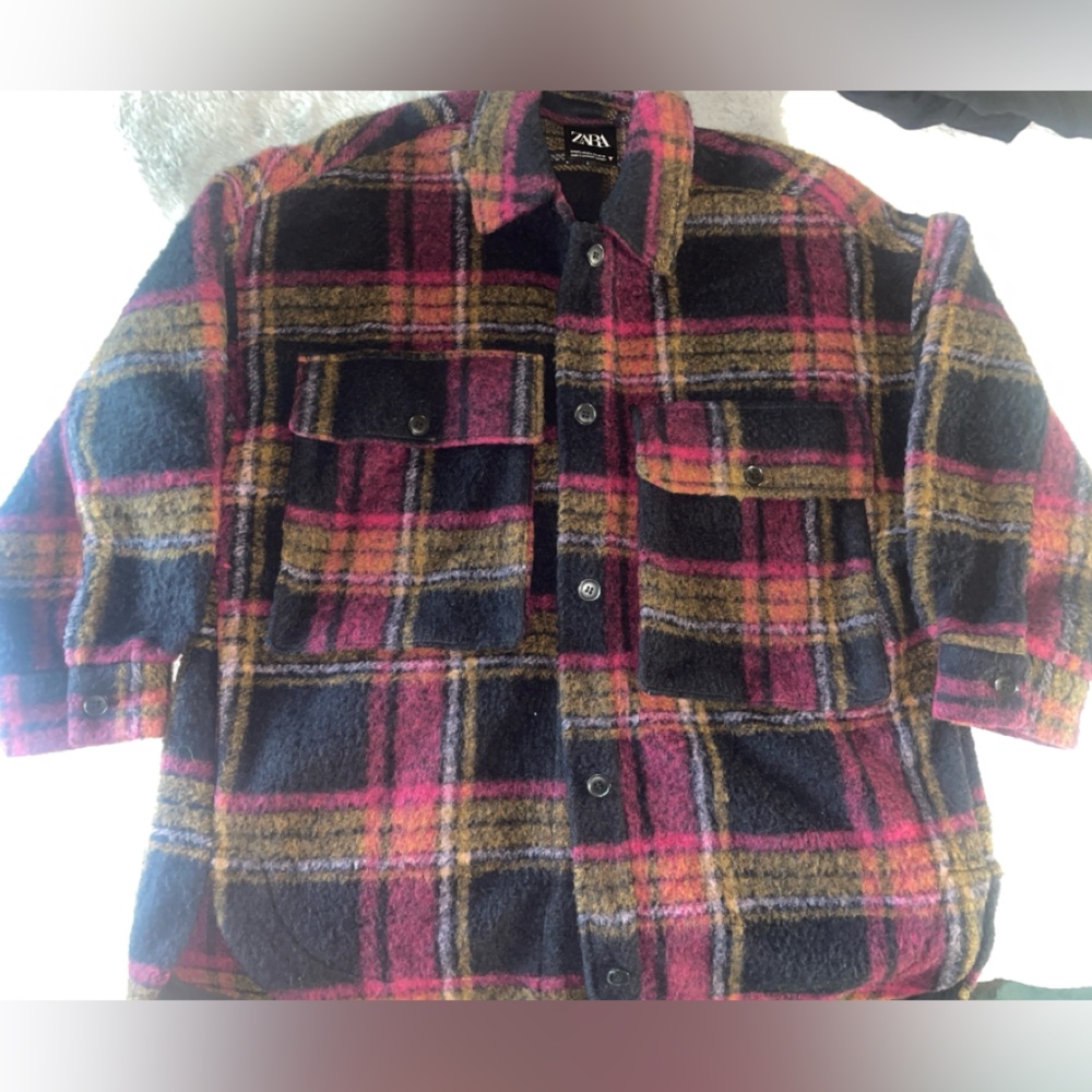Zara wool blend plaid over shirt